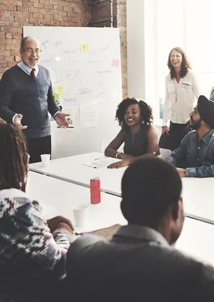 Group of diverse people having a meeting in a conference room